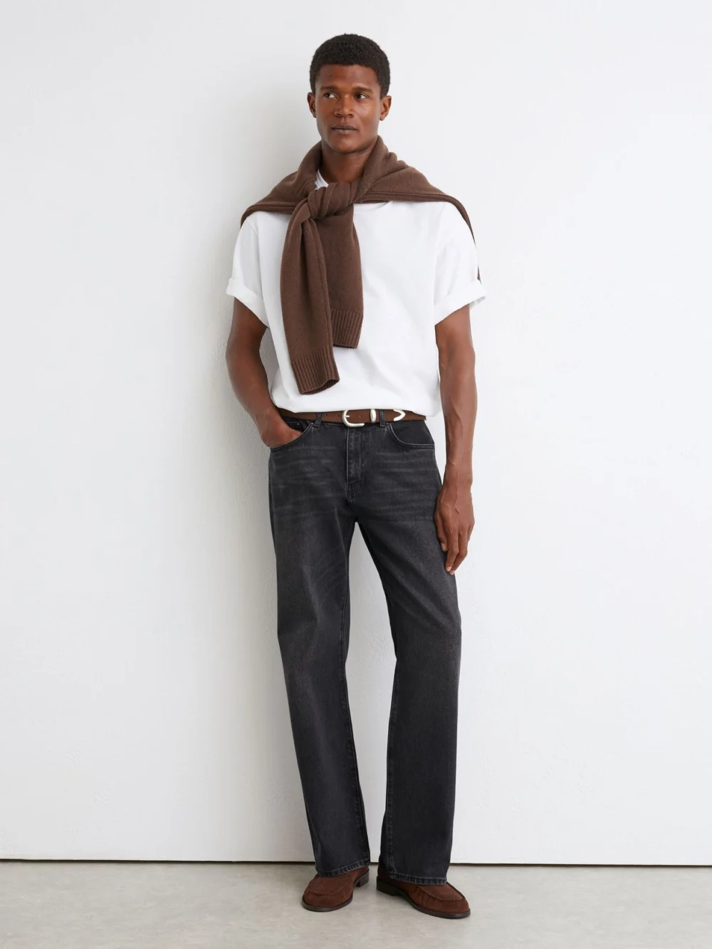 Reiss Dark Grey Relaxed Flared-leg Jeans