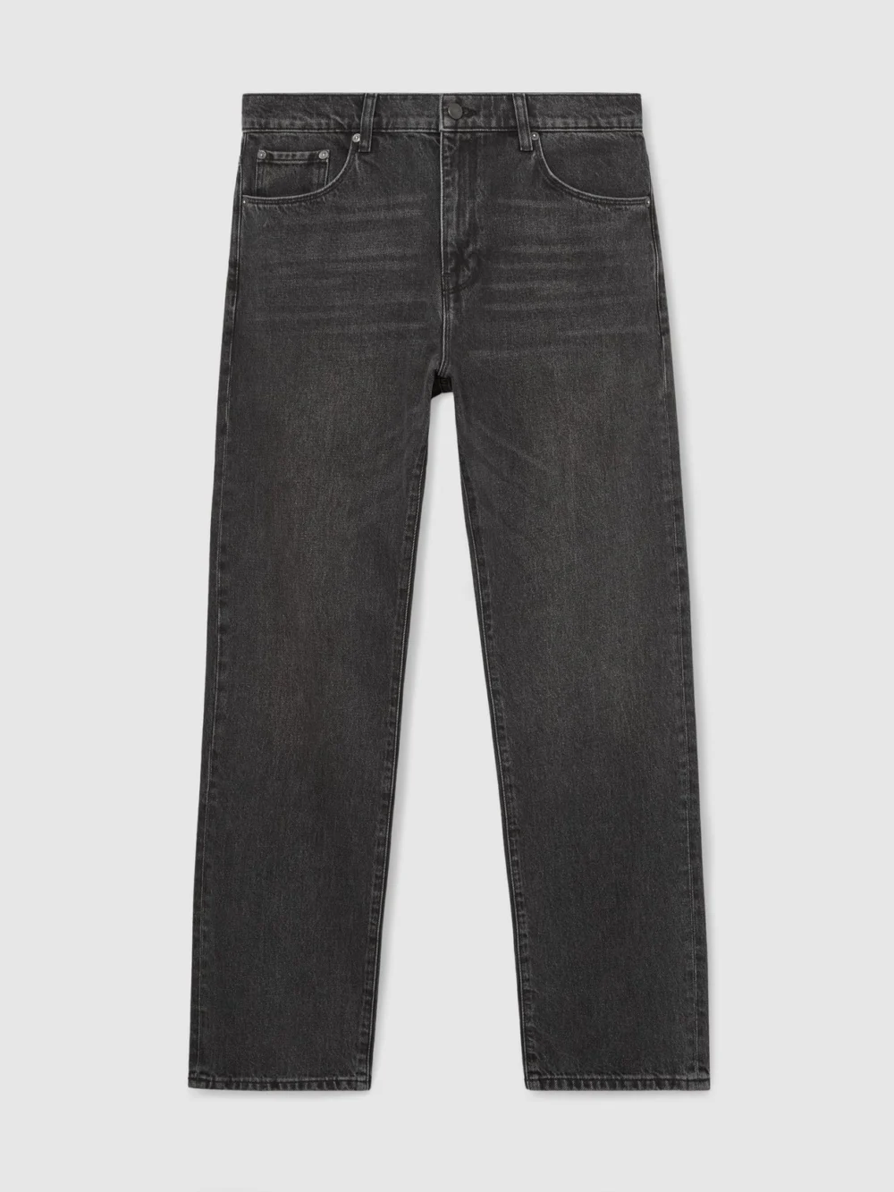 Reiss Dark Grey Relaxed Straight-leg Stonewashed Jeans, view 2