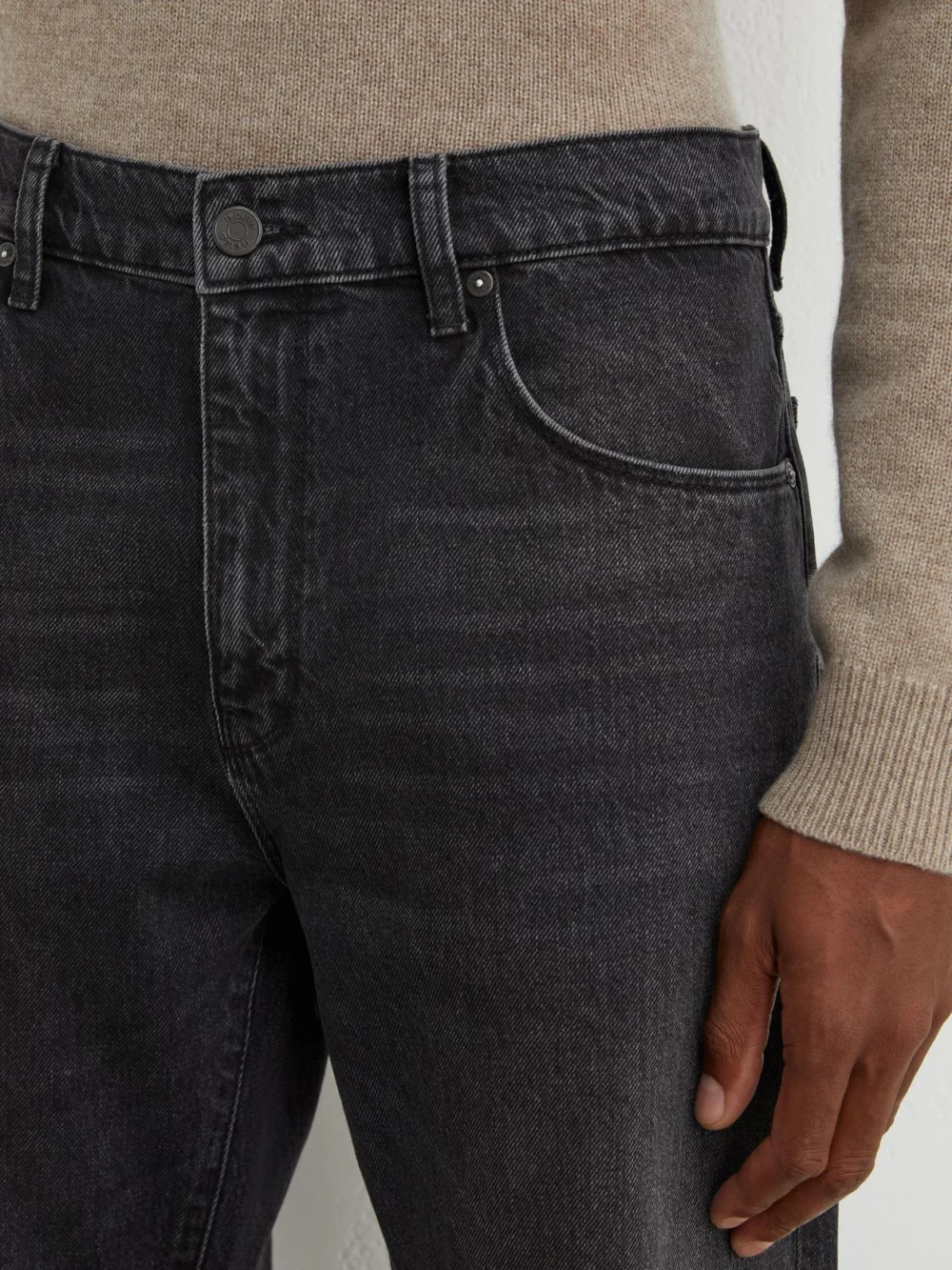 Reiss Dark Grey Relaxed Straight-leg Stonewashed Jeans, view 4