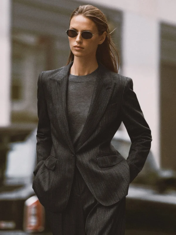 Reiss Dark Grey Wool-blend Single-breasted Blazer