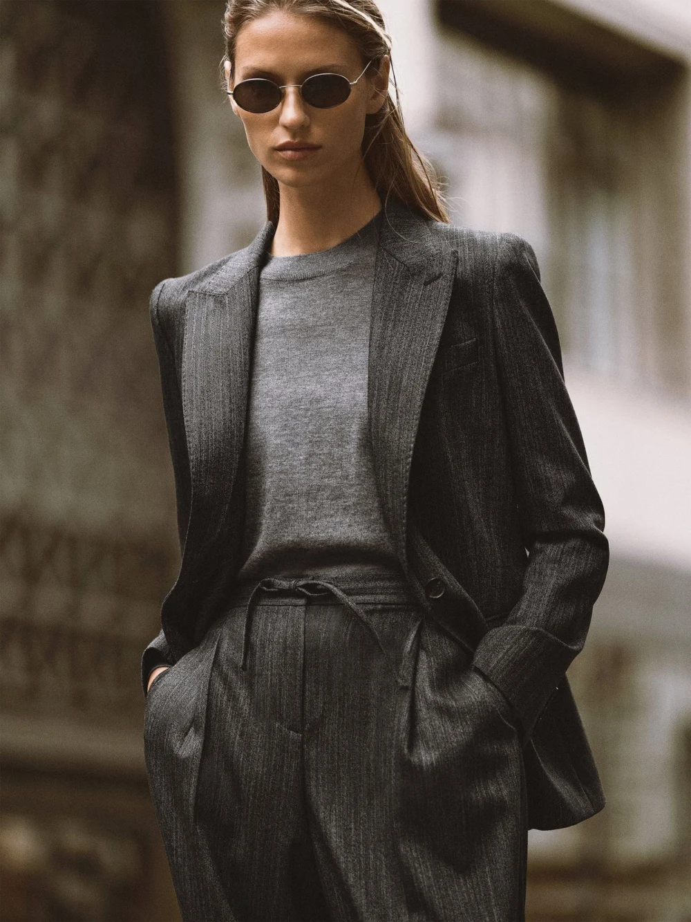 Reiss Dark Grey Wool-blend Single-breasted Blazer, view 4