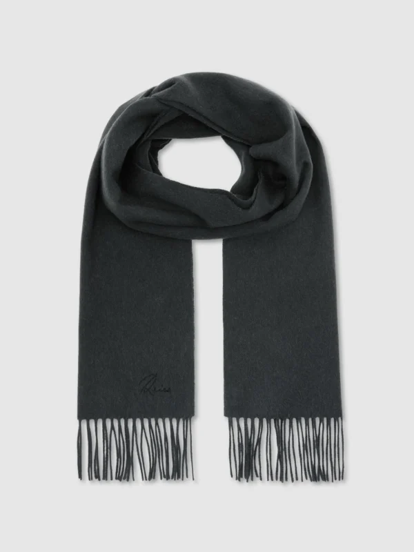 Reiss Dark Military Green Cashmere Blend Scarf,