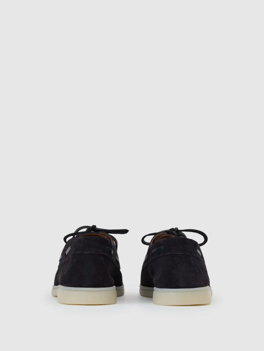 Reiss Dark Navy Suede Lace-up Boat Shoes, view 3