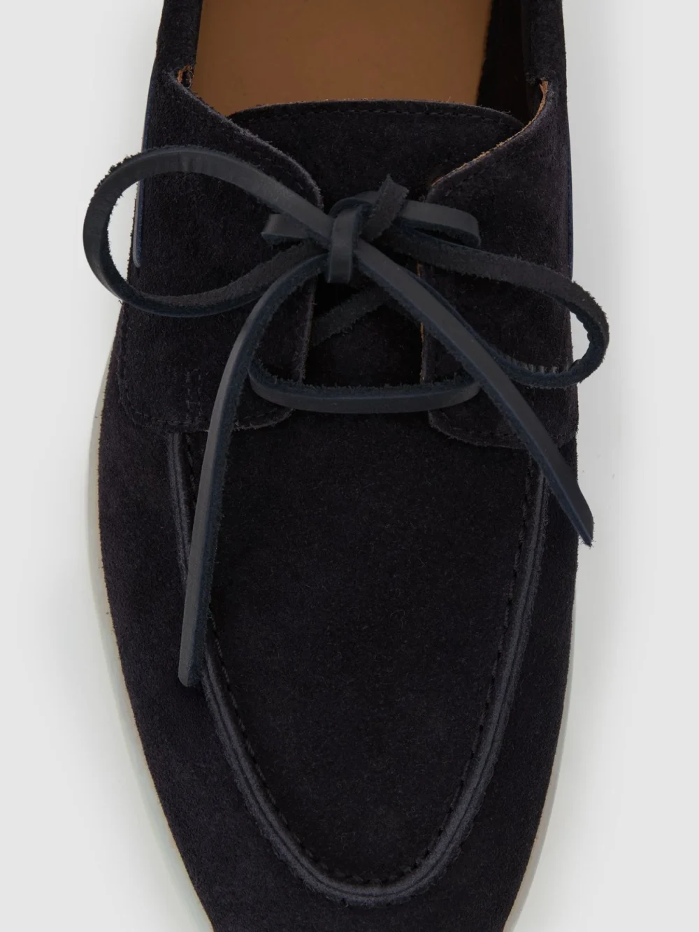Reiss Dark Navy Suede Lace-up Boat Shoes, view 4