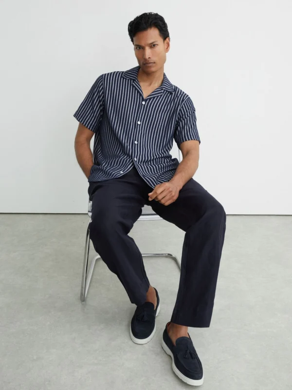 Reiss Dark Navy Suede Tassel Loafers