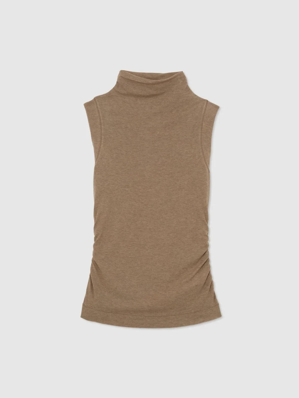 Reiss Dark Neutral Funnel-neck Jersey-knit Vest with Wool, view 2