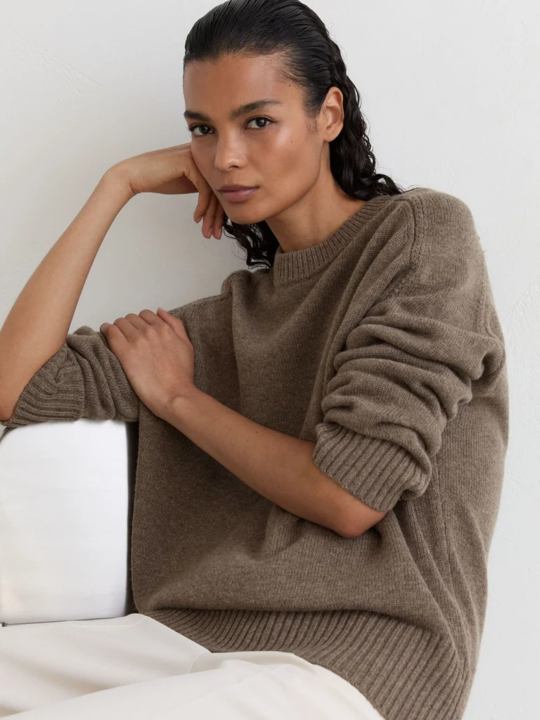 Reiss Dark Neutral Wool-cashmere Crew-neck Raglan Jumper