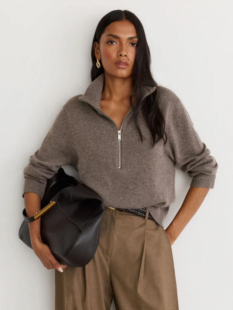 Reiss Dark Neutral Wool-cashmere Half-zip Jumper