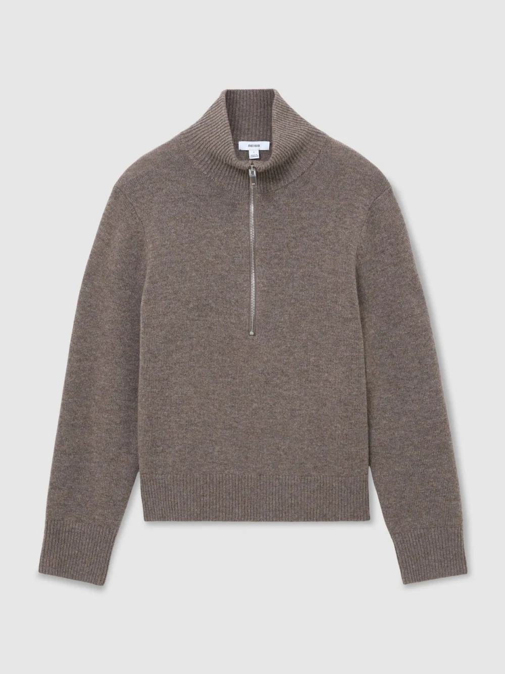 Reiss Dark Neutral Wool-cashmere Half-zip Jumper, view 2