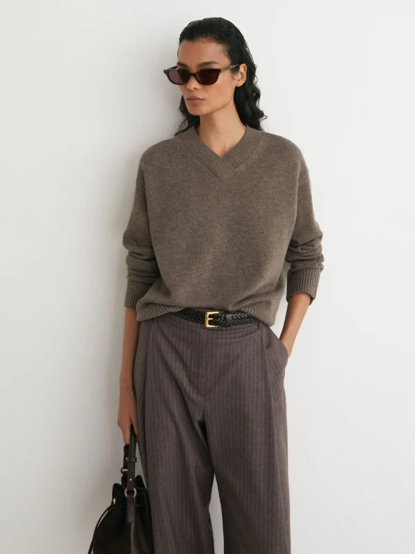 Reiss Dark Neutral Wool-cashmere V-neck Jumper