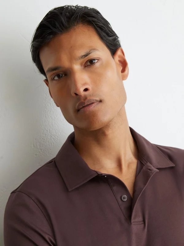 Reiss Dark Plum Air-water Cotton Polo Shirt