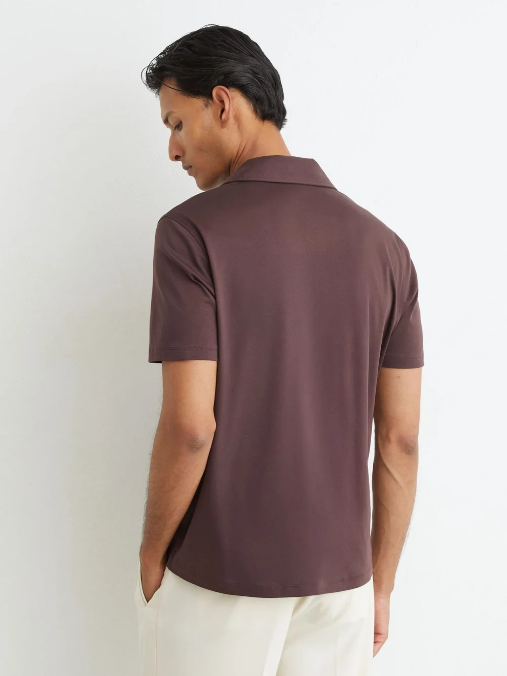 Reiss Dark Plum Air-water Cotton Polo Shirt, view 4