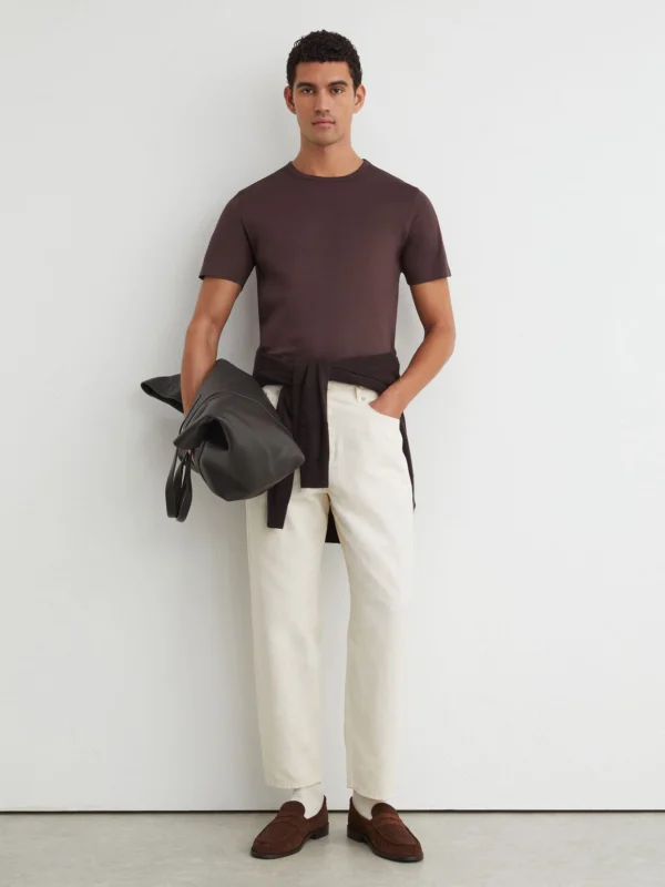 Reiss Dark Plum Air-water Cotton Tailored-fit T-shirt