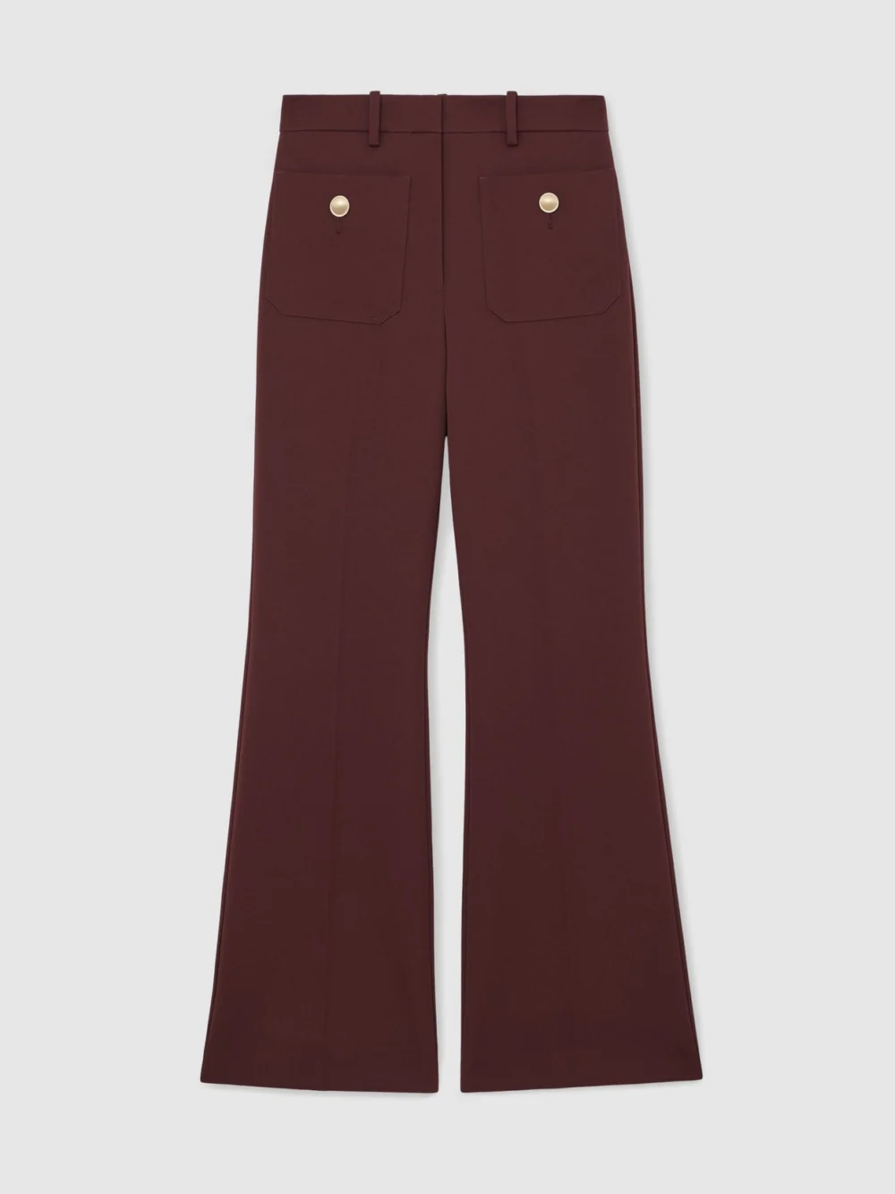 Reiss Dark Red Button-pocket Flared Trousers, view 2