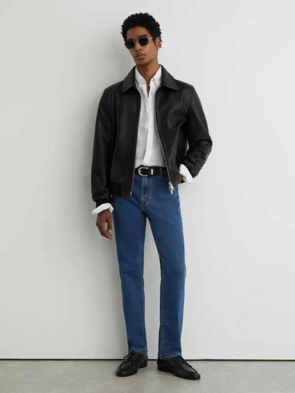 Reiss Dark Rinsed Blue Wash Straight-leg Jeans