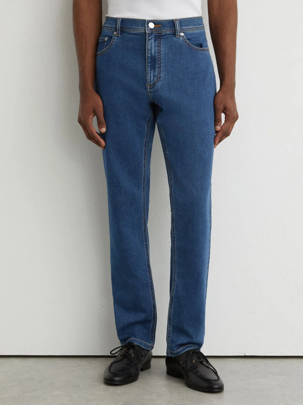 Reiss Dark Rinsed Blue Wash Straight-leg Jeans, view 3