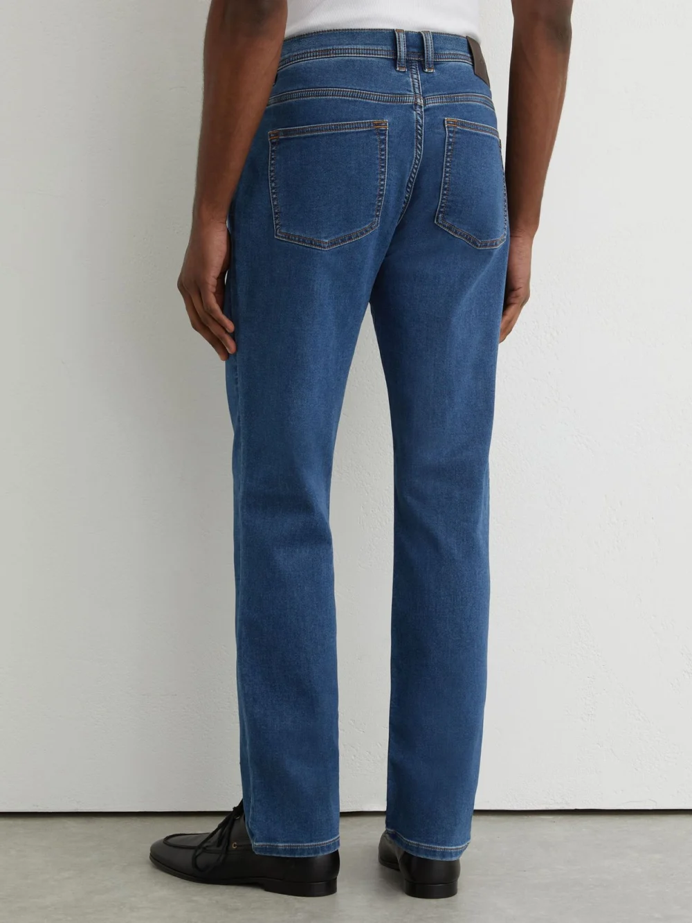Reiss Dark Rinsed Blue Wash Straight-leg Jeans, view 4