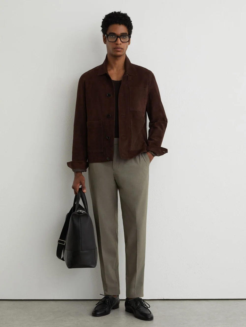 Reiss Dark Sage Green Slim Fit Stretch Drawstring Trousers