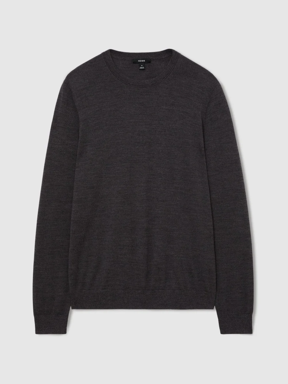 Reiss Dark Wicker Brown Merino Wool Crew-neck Jumper, view 2