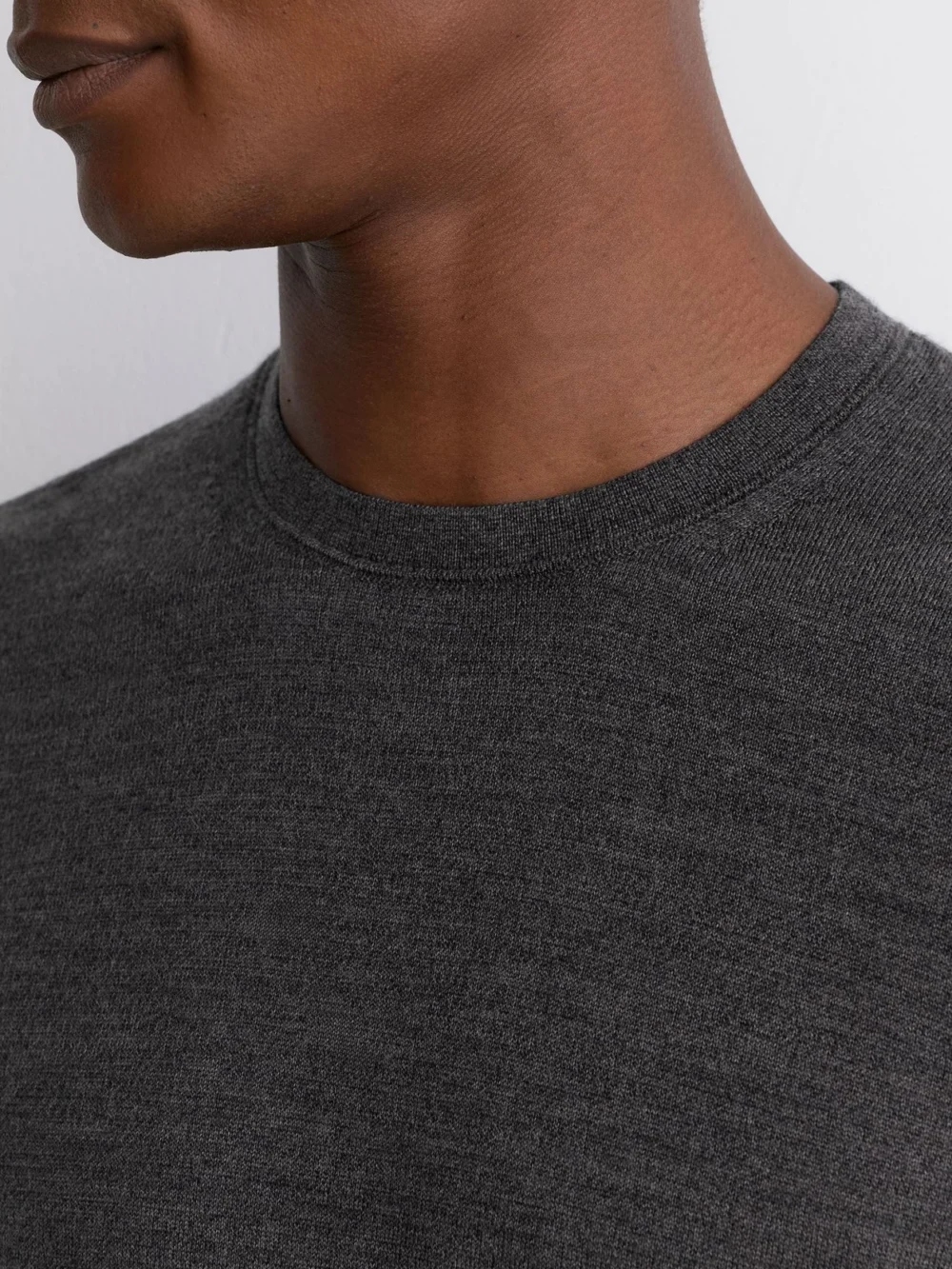 Reiss Dark Wicker Brown Merino Wool Crew-neck Jumper, view 3
