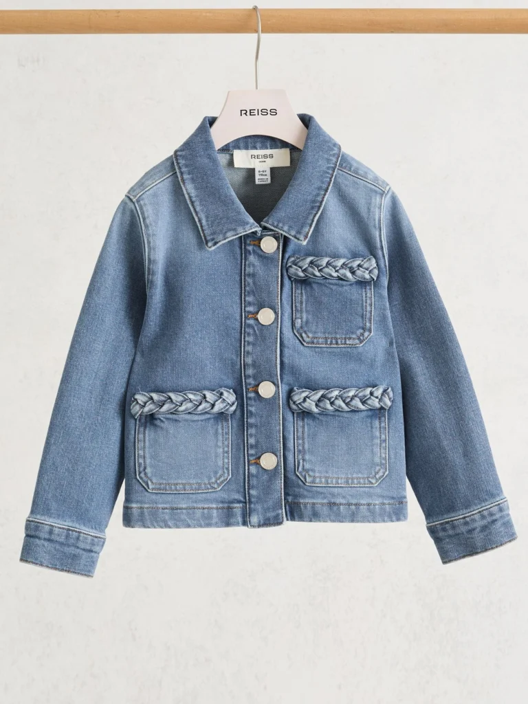 Reiss Denim Blue 3-9 yrs Plaited-trim Jacket