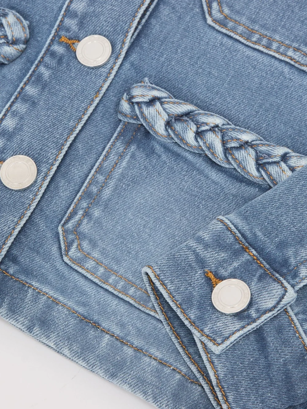Reiss Denim Blue 3-9 yrs Plaited-trim Jacket, view 6