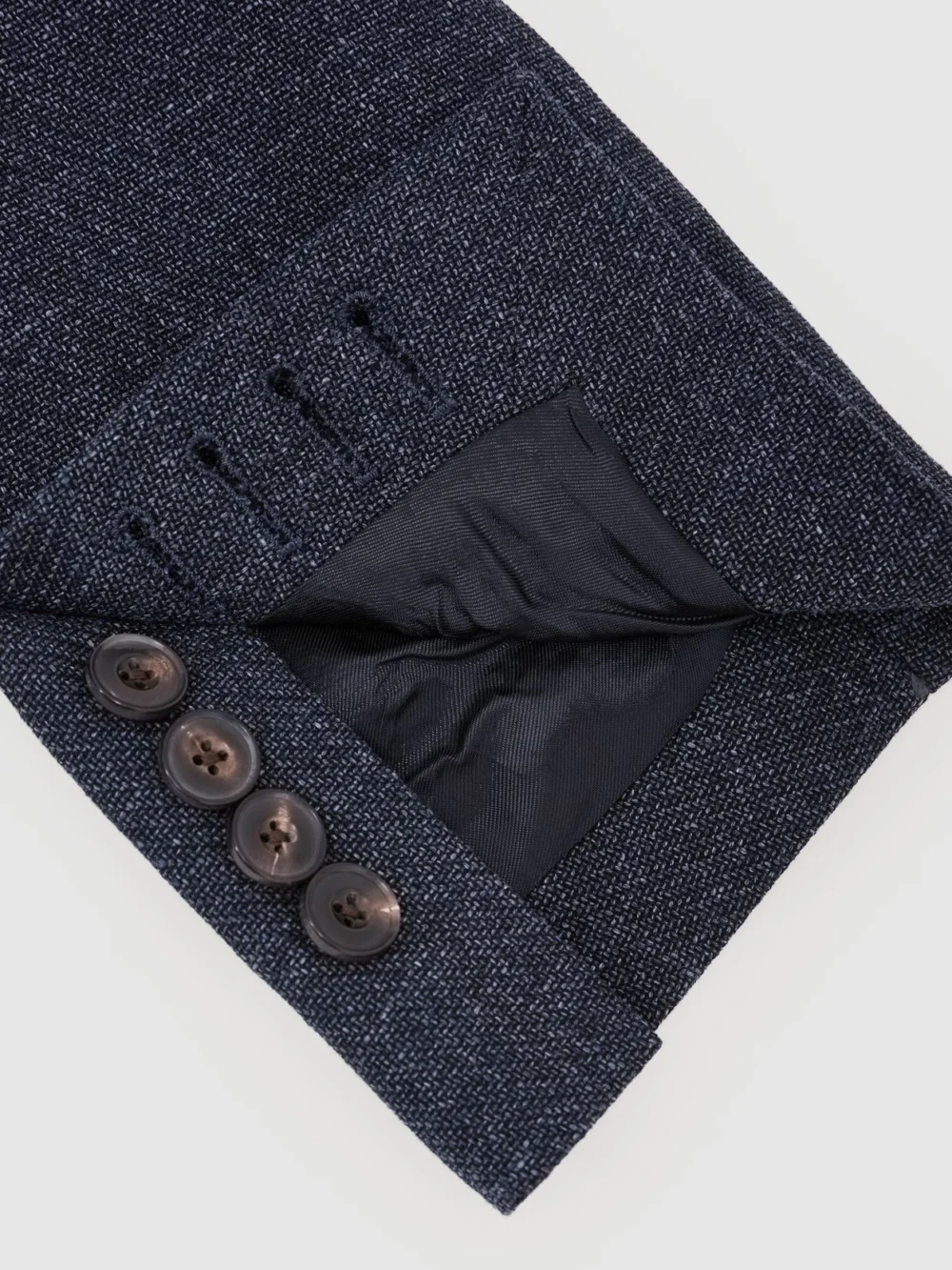 Reiss Denim Blue Cotton Hopsack Single-breasted Blazer Tailored-fit, view 2