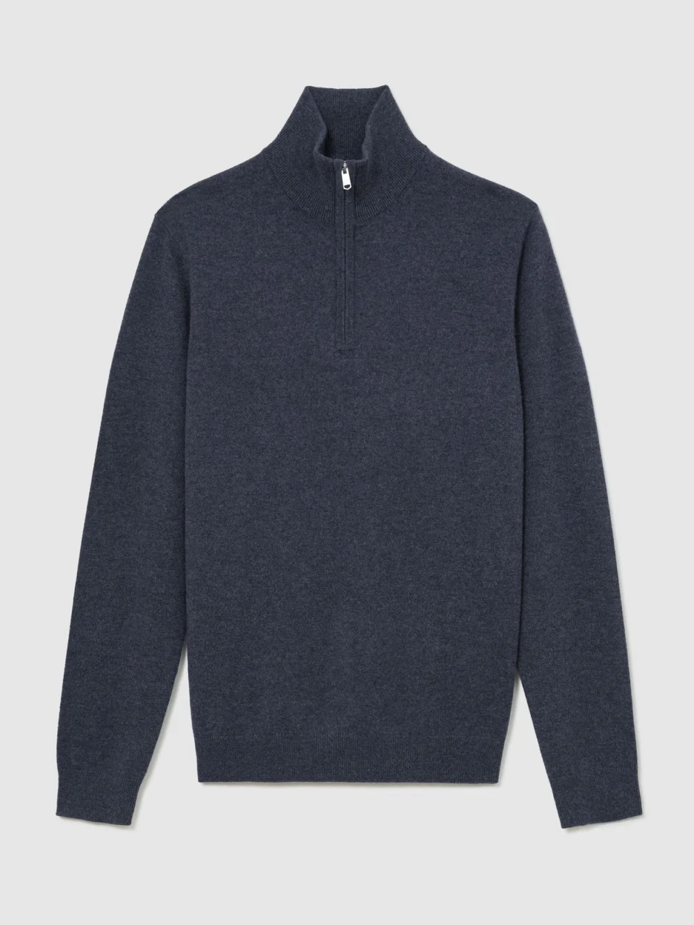 Reiss Denim Melange Cashmere Half-zip Jumper, view 2
