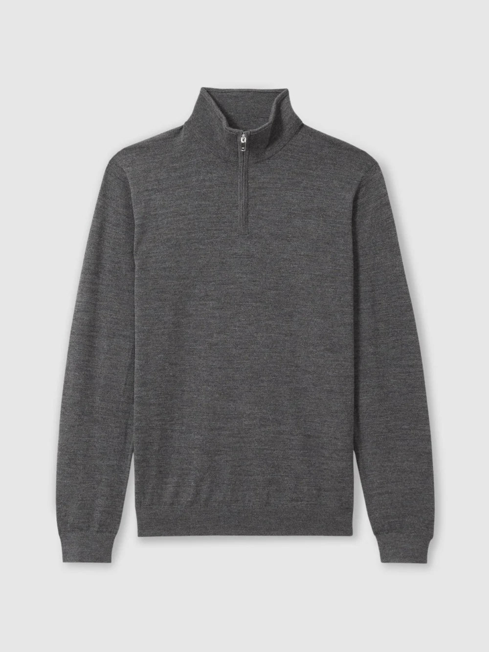 Reiss Derby Grey Marl Merino Wool Half-zip Jumper, view 2