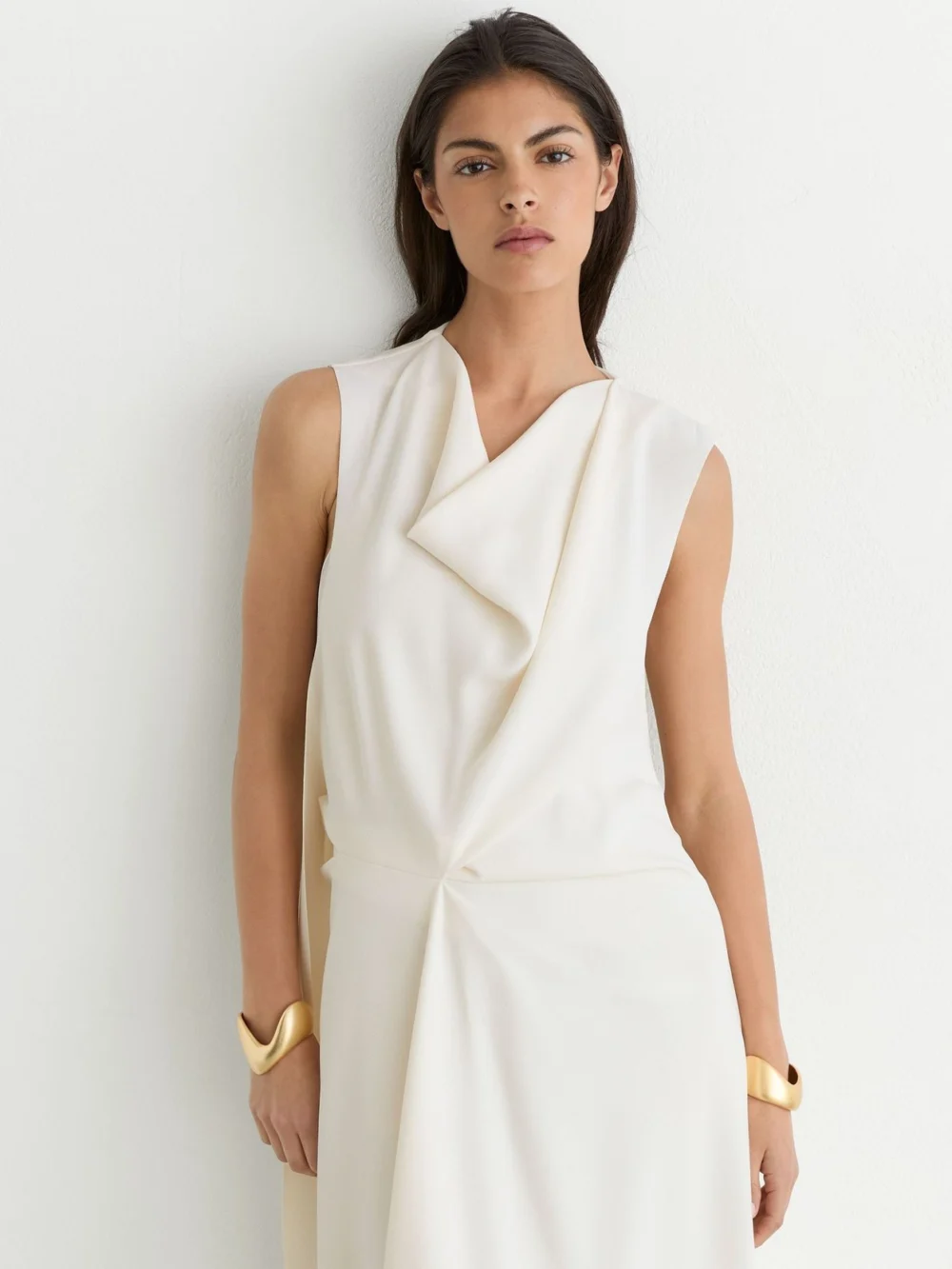 Reiss Drape-detail Sleeveless Midi Dress, view 4