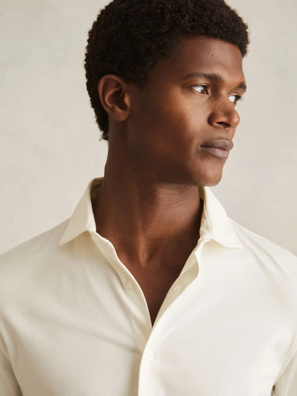 Reiss Duke Ecru Air-water Cotton Slim-fit Shirt, S, view 4