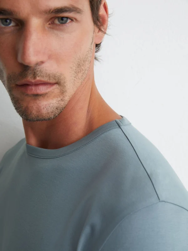 Reiss Dusty Blue Air-water Cotton Tailored-fit T-shirt