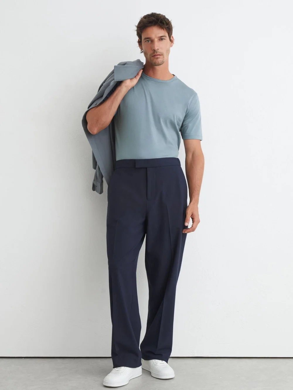 Reiss Dusty Blue Air-water Cotton Tailored-fit T-shirt, view 3