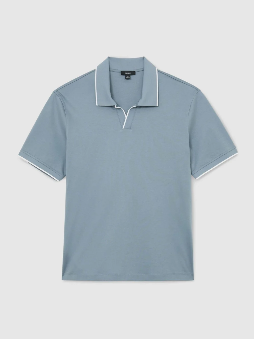 Reiss Dusty Blue Air-water Cotton Tipped Polo Shirt, view 2