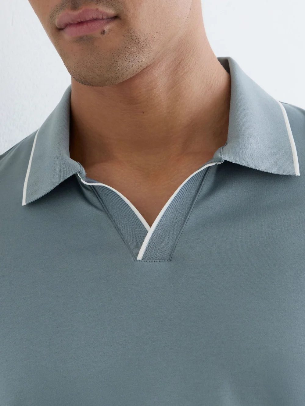 Reiss Dusty Blue Air-water Cotton Tipped Polo Shirt, view 3