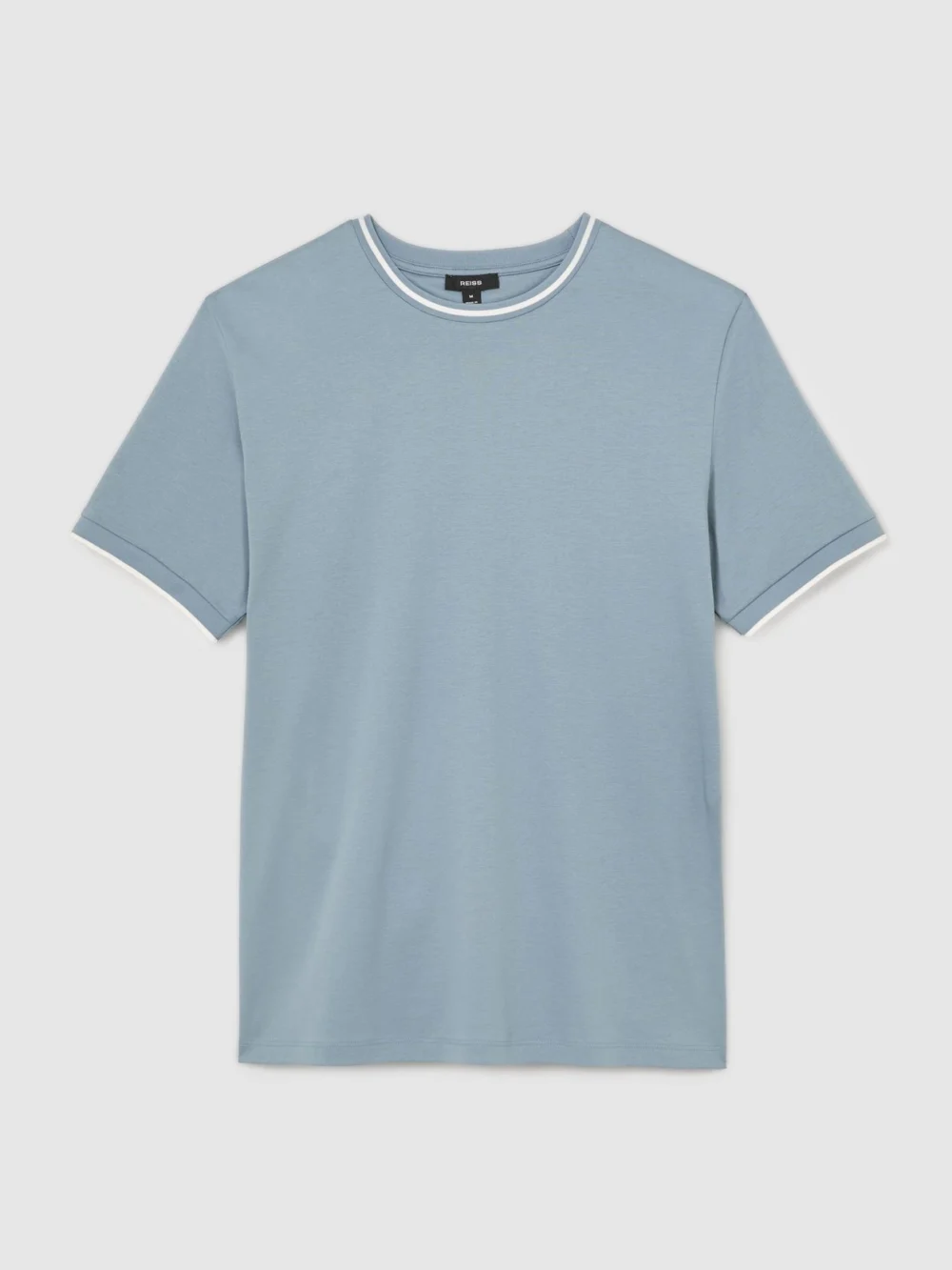 Reiss Dusty Blue Air-water Cotton Tipped Tailored-fit T-shirt, view 2