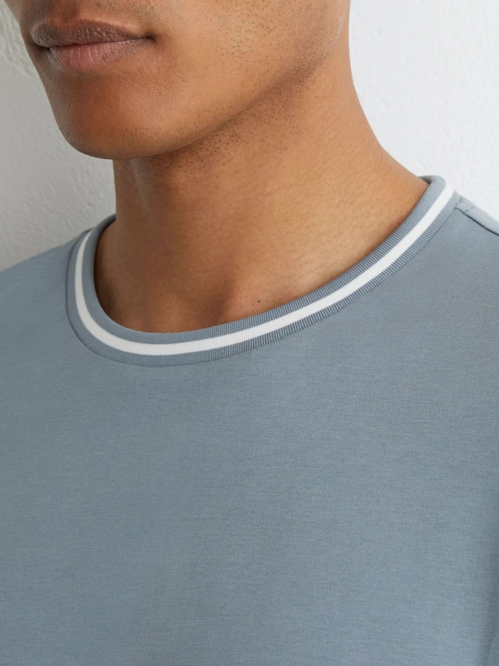 Reiss Dusty Blue Air-water Cotton Tipped Tailored-fit T-shirt, view 3