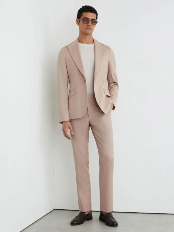 Reiss Dusty Pink Tailored Fit Virgin Wool Suit Trousers