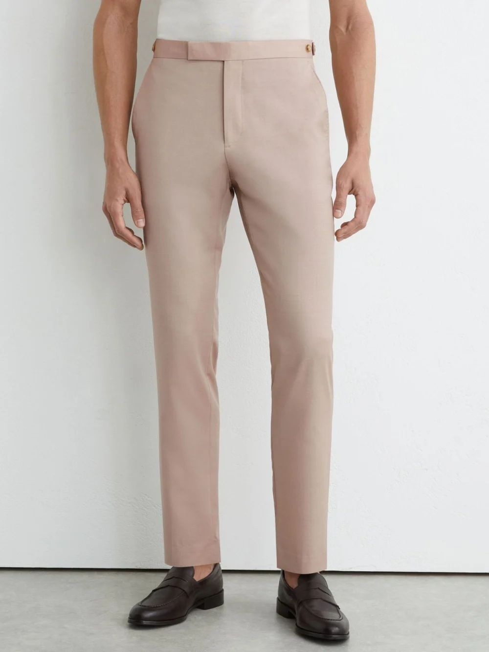 Reiss Dusty Pink Tailored Fit Virgin Wool Suit Trousers, view 3