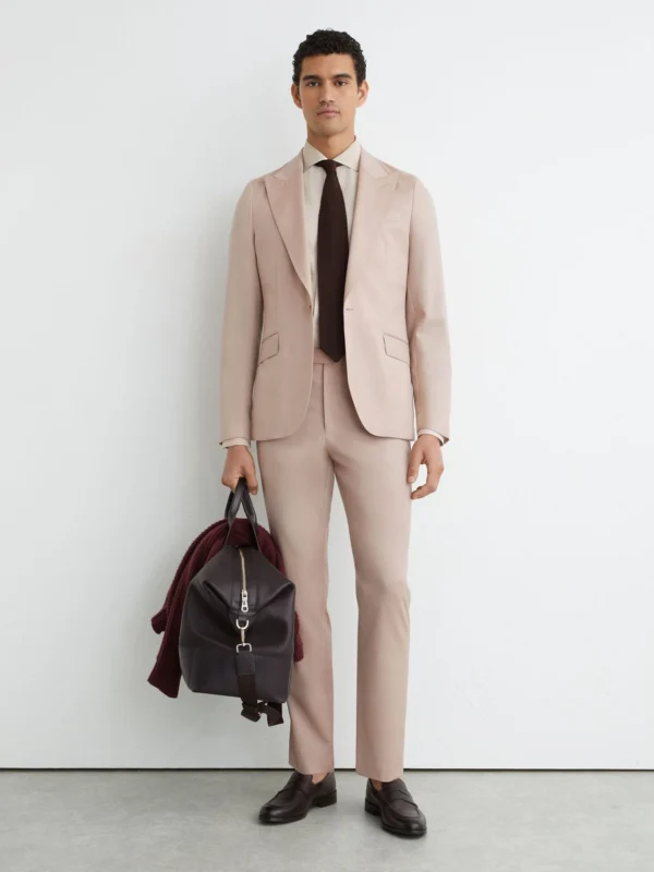 Reiss Dusty Pink Virgin Wool Single-breasted Tailored-fit Blazer