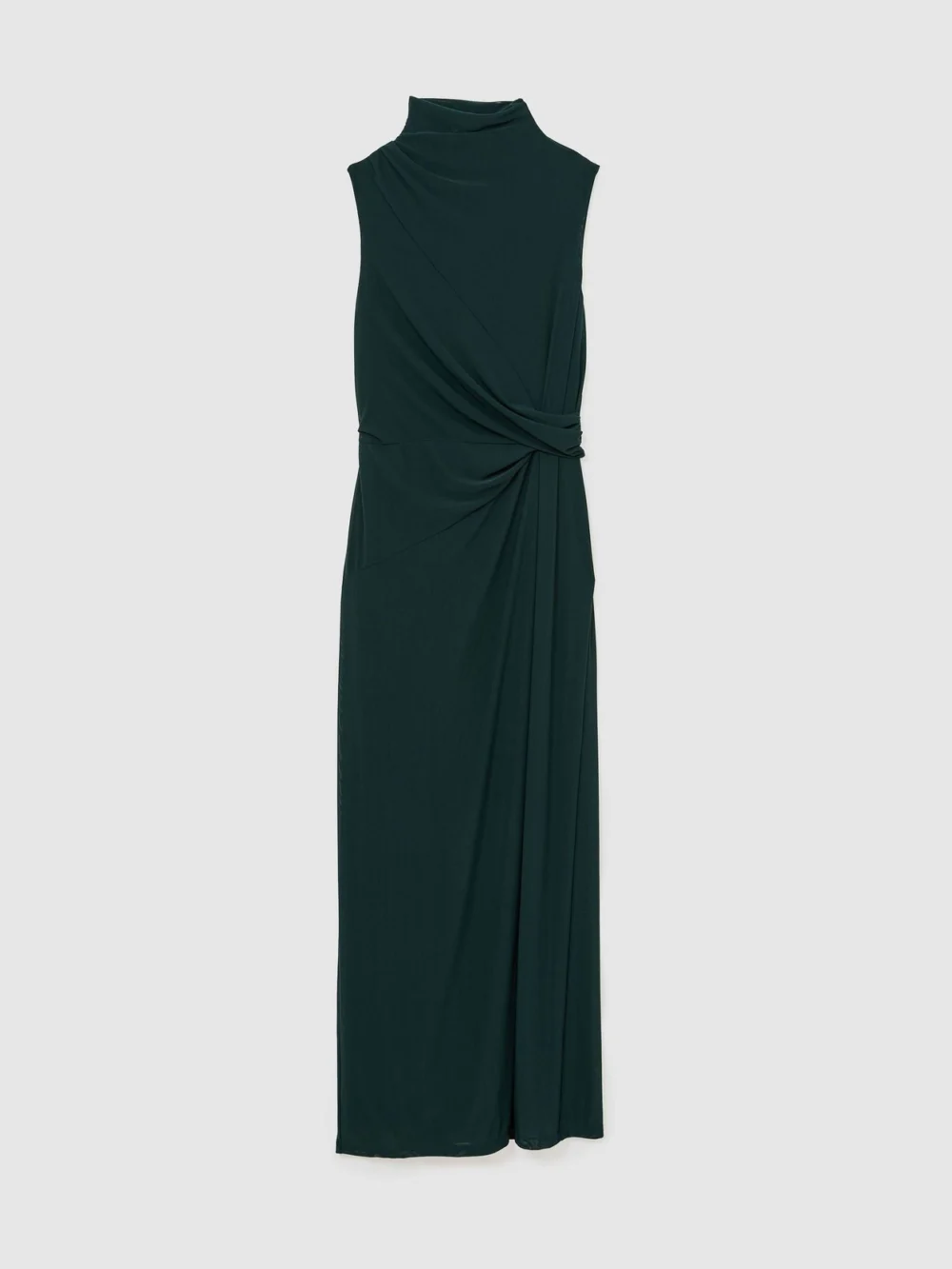 Reiss Dylan Women's Teal Green Petite Draped-detail Sleeveless Maxi Dress, view 6