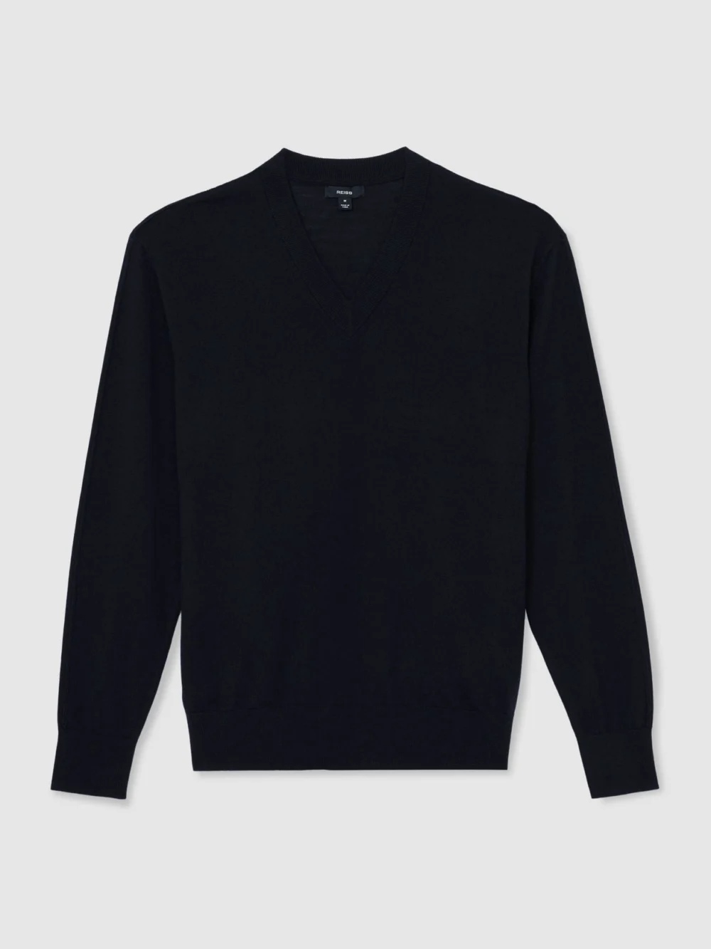 Reiss Earlsfield Men's Navy Merino Wool V-neck Jumper, view 2