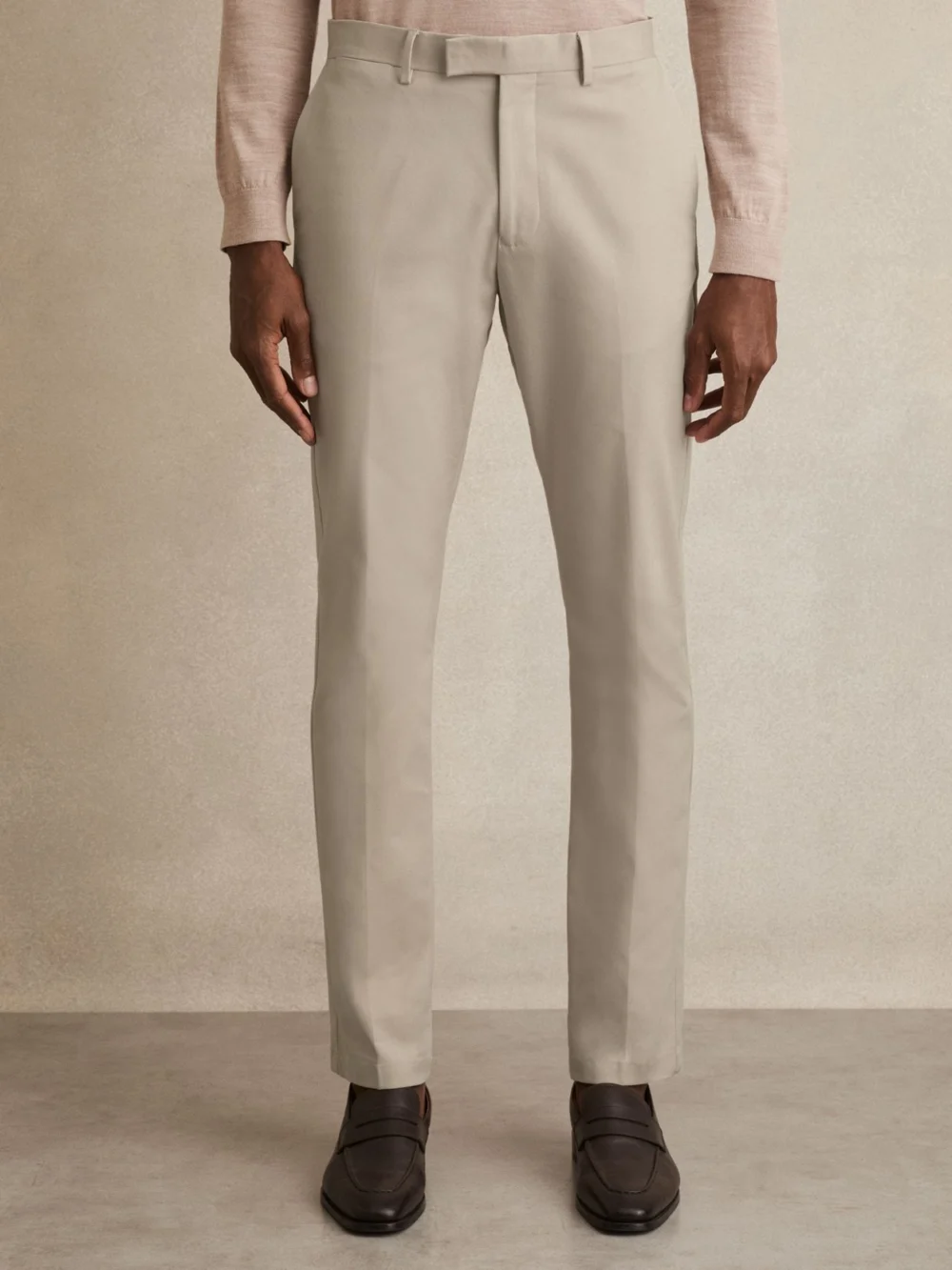Reiss Eastbury Stone Slim Fit Cotton Blend Chinos, 28S, view 3