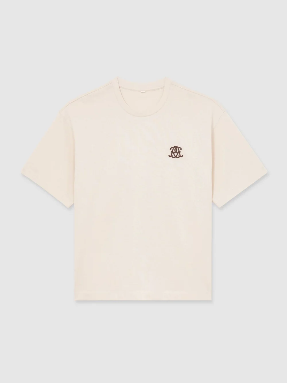 Reiss Ecru Monogram Motif Cotton Relaxed-fit T-shirt, view 2