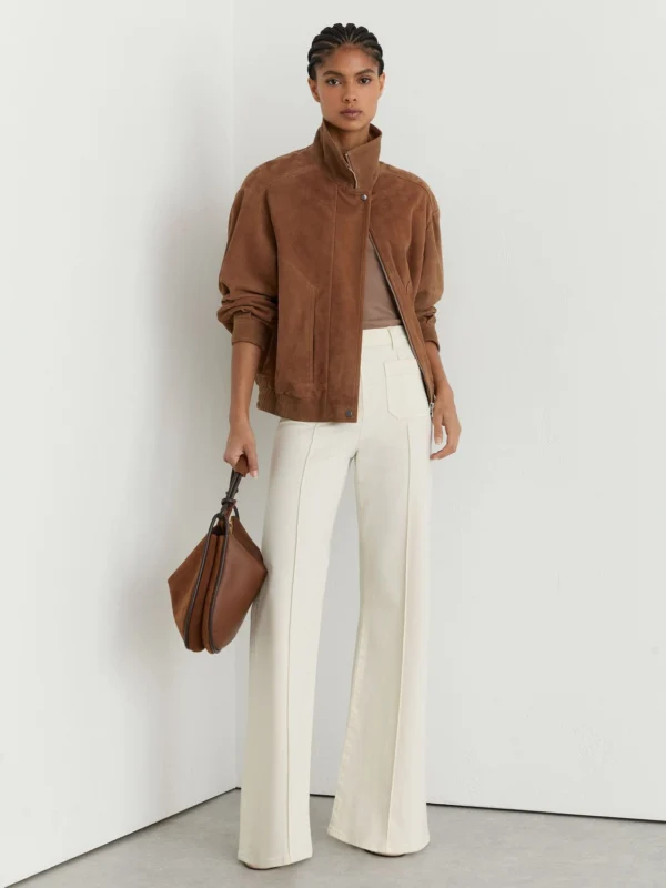 Reiss Ecru Patch-pocket Flared Jeans