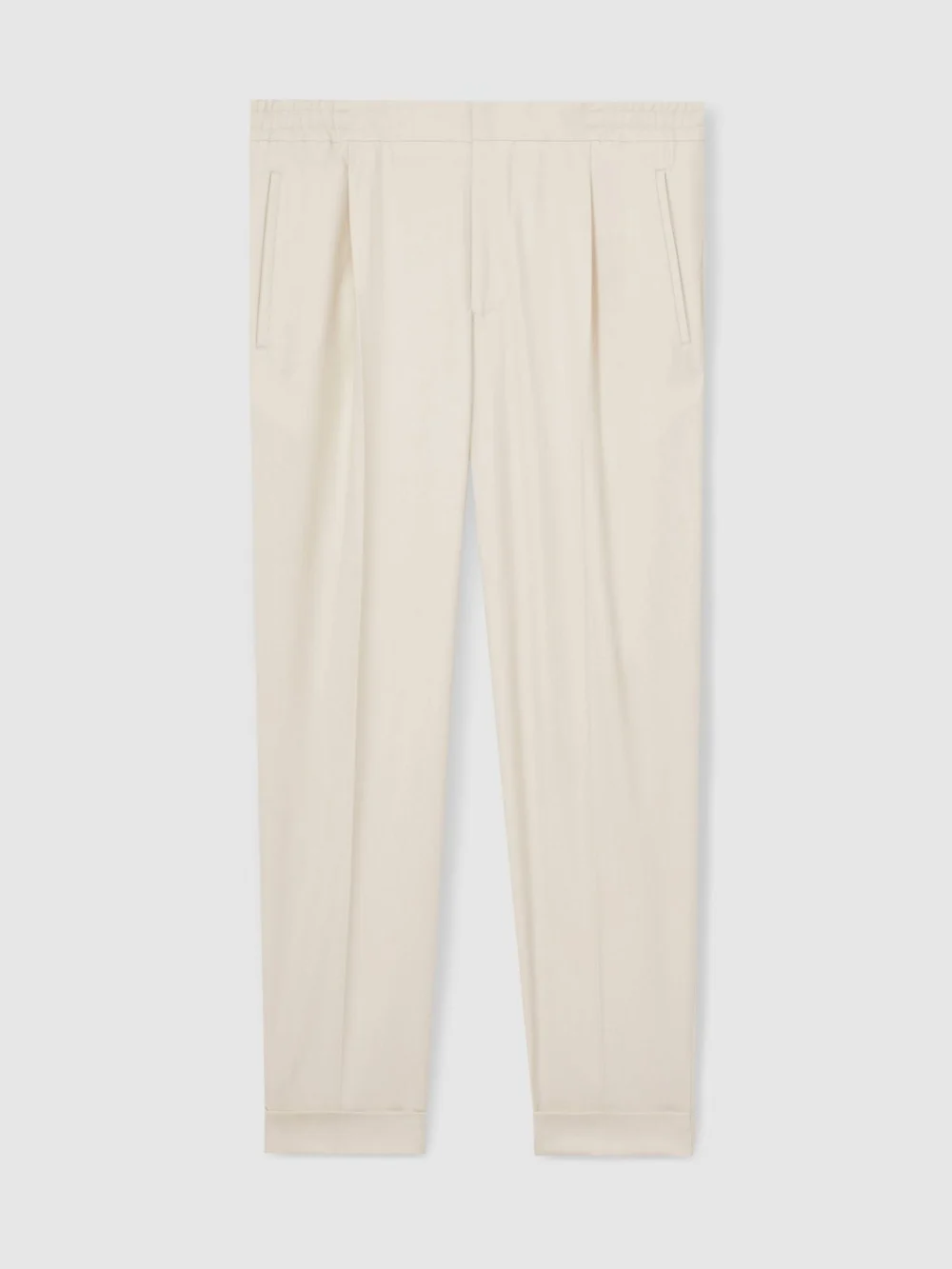 Reiss Ecru Relaxed Drawstring Trousers with Turn-ups, view 2