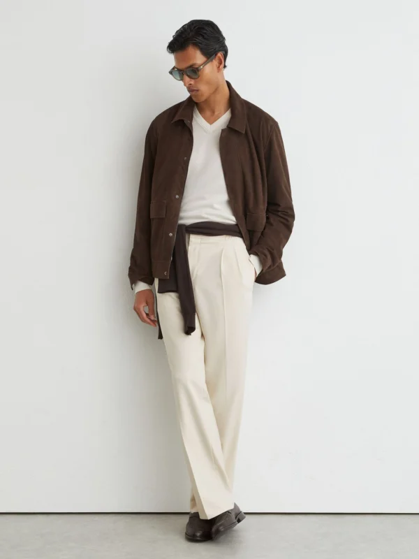 Reiss Ecru Relaxed Twill Drawstring Trousers