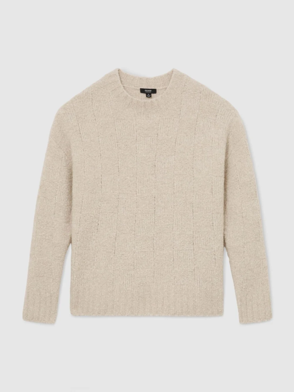 Reiss Ecru Wool-cashmere Bouclé Square-knit Jumper, view 2