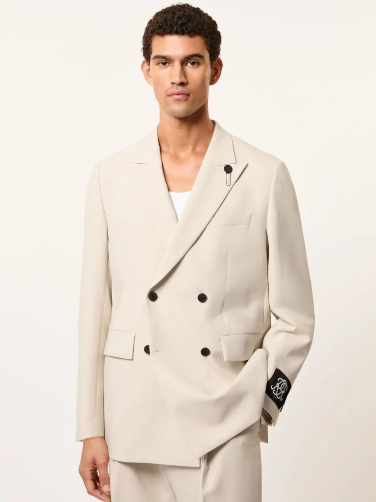 Reiss Elder Stone Monogram Relaxed Double-breasted Blazer, 42R