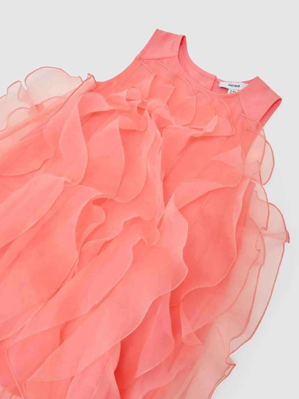 Reiss Ellenora Coral Pink 3-9 yrs Ruffle-detail Organza Dress, view 3